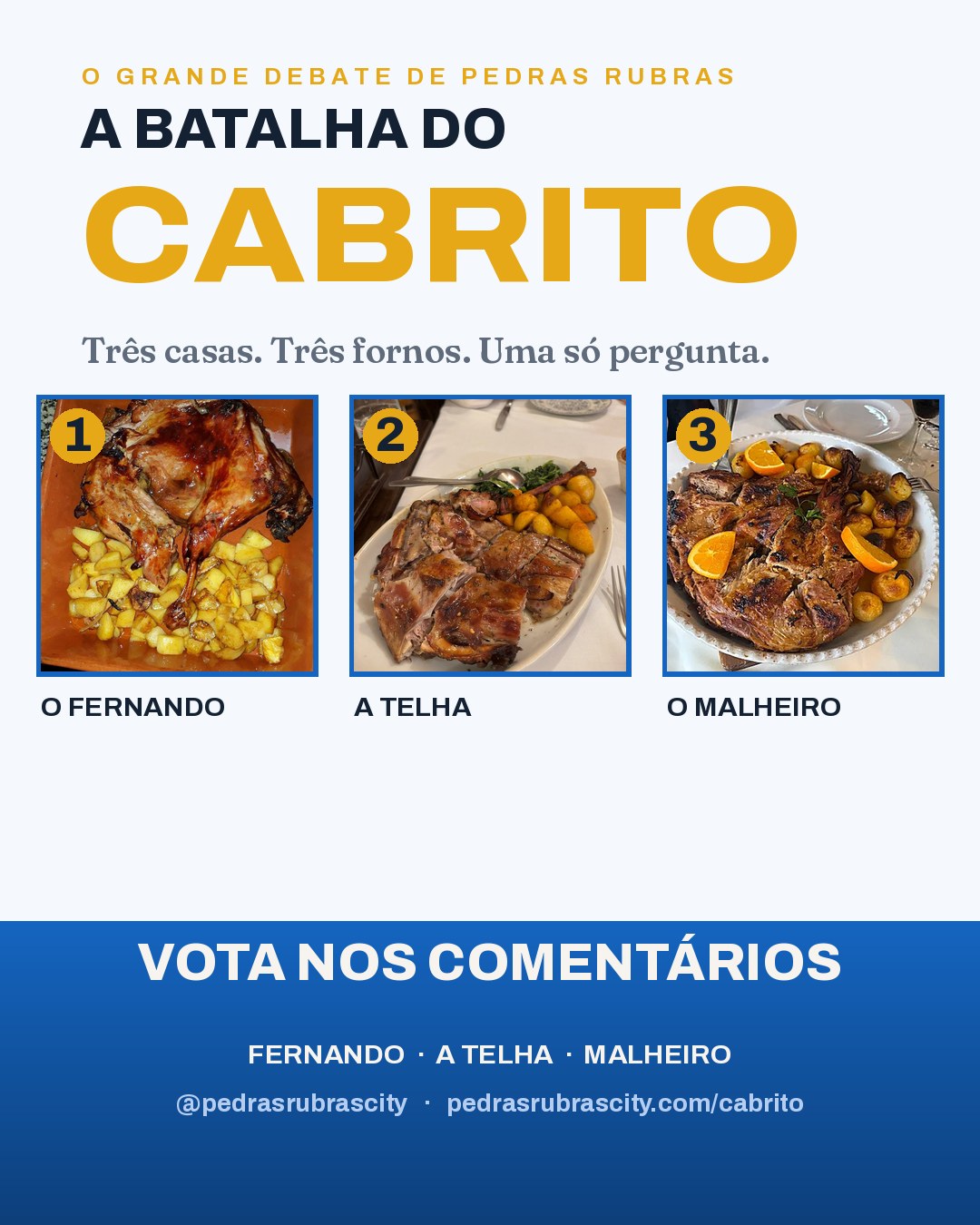 A Batalha do Cabrito — três restaurantes de Pedras Rubras