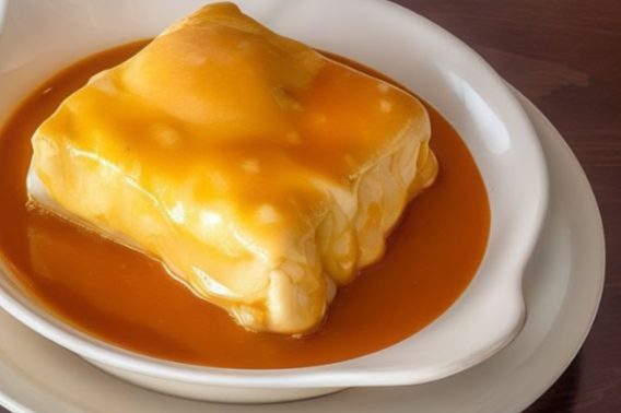 Sobremesa caseira coberta de caramelo, na Cervejaria Stone